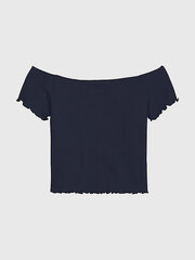 Детская футболка TOMMY HILFIGER Off Shoulder Rib Top Blue цена и информация | Рубашки для девочек | 220.lv