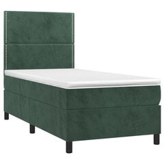 vidaXL atsperu gulta ar matraci, tumši zaļš samts, 80x200 cm цена и информация | Кровати | 220.lv