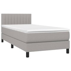 vidaXL atsperu gultas rāmis ar matraci, gaiši pelēka audums, 100x200cm цена и информация | Кровати | 220.lv