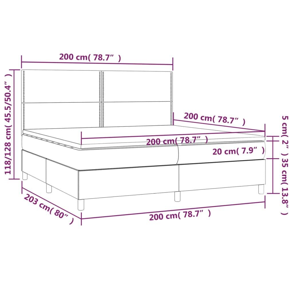 vidaXL atsperu gulta ar matraci, rozā samts, 200x200 cm цена и информация | Gultas | 220.lv