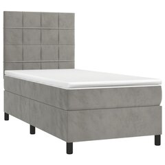 vidaXL atsperu gulta ar matraci, gaiši pelēks samts, 80x200 cm cena un informācija | Gultas | 220.lv