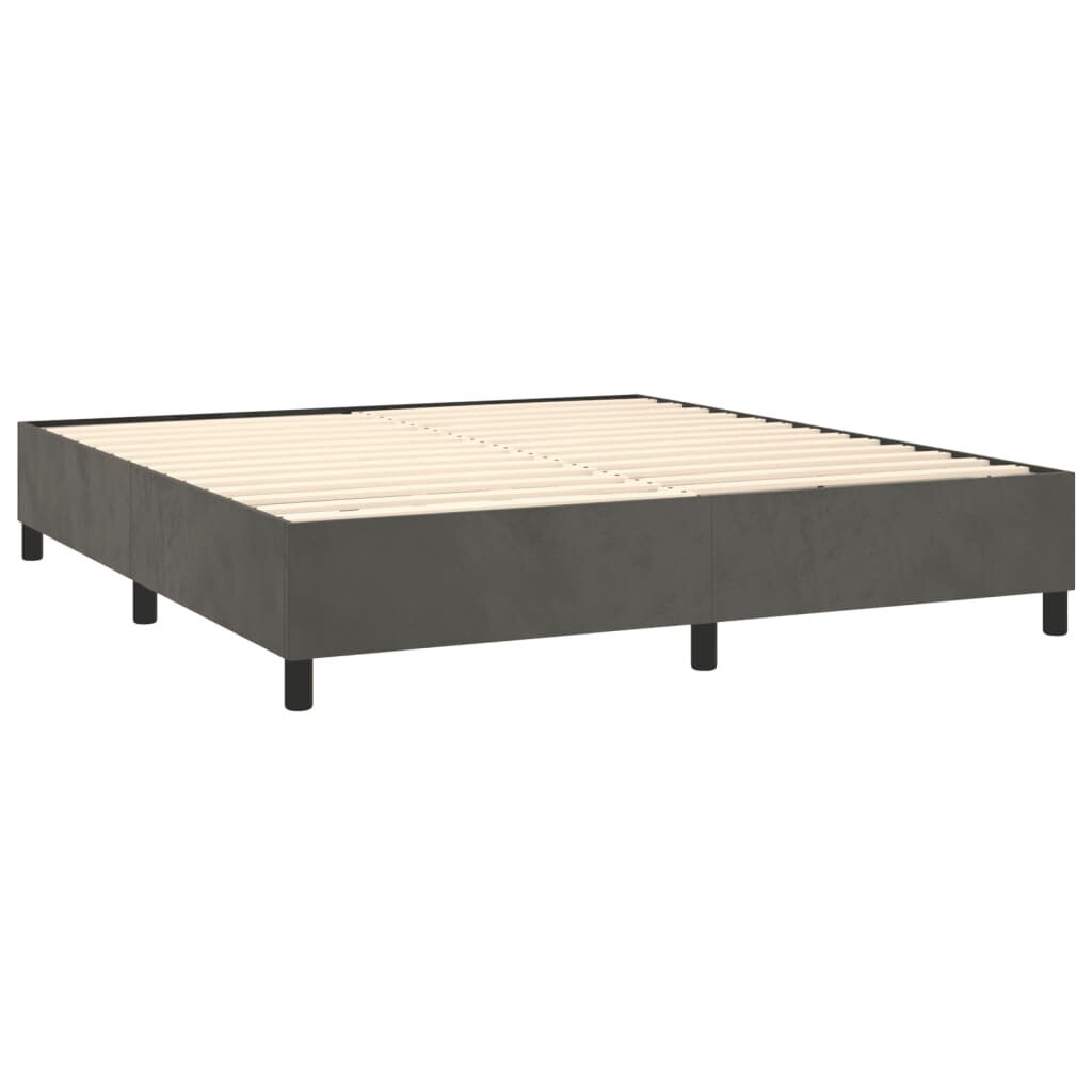 vidaXL atsperu gulta ar matraci, tumši pelēks samts, 160x200 cm cena un informācija | Gultas | 220.lv
