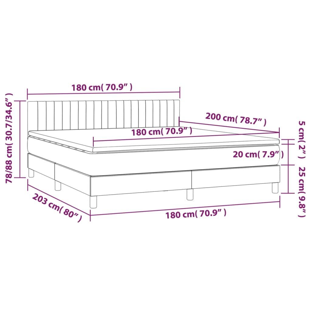 vidaXL atsperu gulta ar matraci, gaiši pelēka audums, 180x200 cm cena un informācija | Gultas | 220.lv