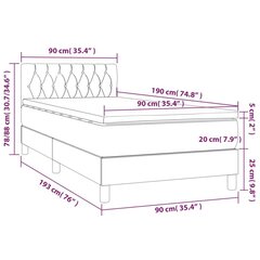 vidaXL atsperu gulta ar matraci, krēmkrāsas, 90x190 cm, audums cena un informācija | Gultas | 220.lv