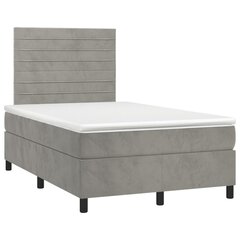 vidaXL atsperu gulta ar matraci, gaiši pelēks samts, 120x200 cm cena un informācija | Gultas | 220.lv