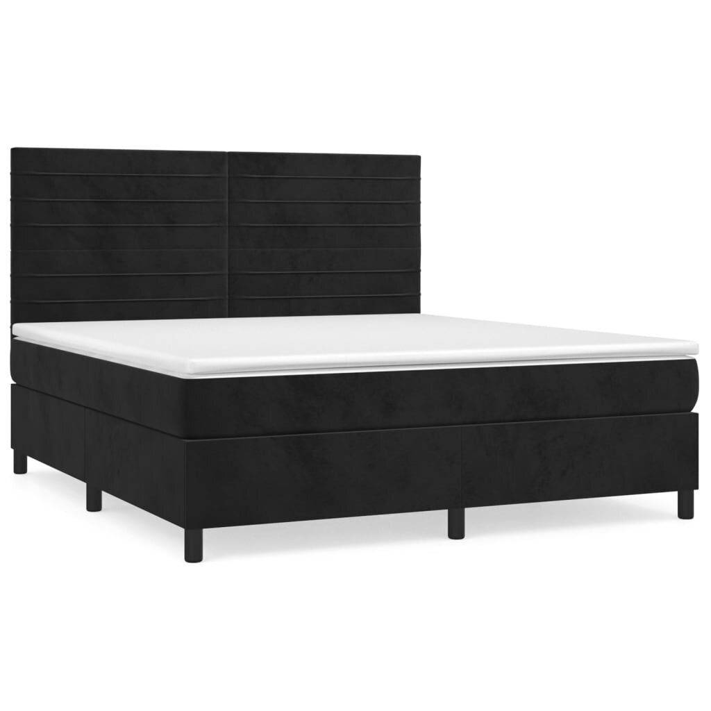 vidaXL atsperu gulta ar matraci, melns samts, 160x200 cm цена и информация | Gultas | 220.lv