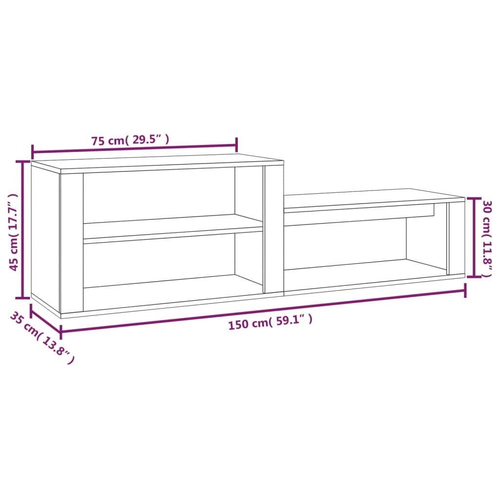 Apavu skapis, 150x35x45cm, brūns cena un informācija | Apavu skapji, apavu plaukti, priekšnama soliņi | 220.lv