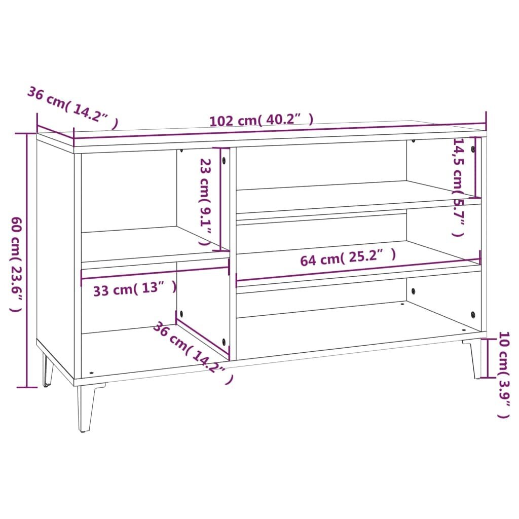 Apavu skapis, 102x36x60cm, pelēks cena un informācija | Apavu skapji, apavu plaukti, priekšnama soliņi | 220.lv