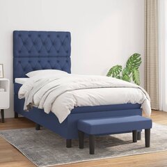 vidaXL atsperu gultas rāmis ar matraci, zils, 80x200 cm, audums цена и информация | Кровати | 220.lv