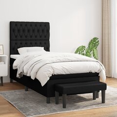 vidaXL atsperu gulta ar matraci, melns, 90x190 cm, audums цена и информация | Кровати | 220.lv