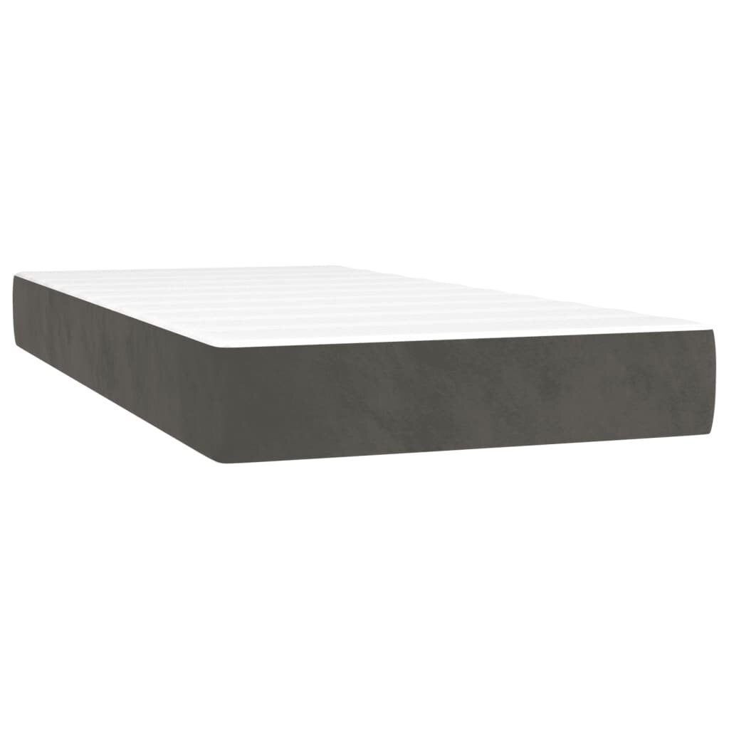 vidaXL atsperu gulta ar matraci, tumši pelēks samts, 90x200 cm цена и информация | Gultas | 220.lv