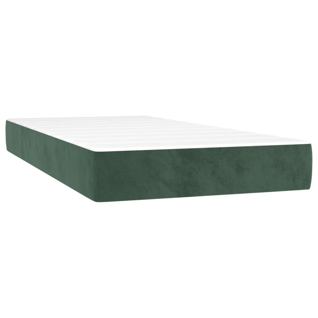vidaXL atsperu gulta ar matraci, tumši zaļš samts, 90x200 cm цена и информация | Gultas | 220.lv