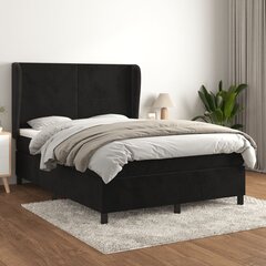 vidaXL atsperu gulta ar matraci, melna samts, 140x190 cm цена и информация | Кровати | 220.lv