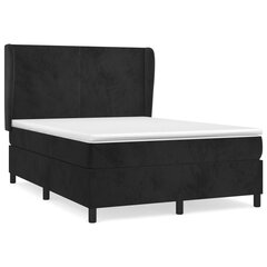vidaXL atsperu gulta ar matraci, melna samts, 140x190 cm cena un informācija | Gultas | 220.lv