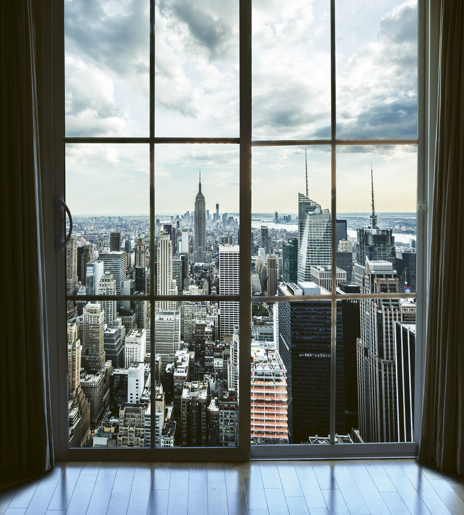 Fototapetes - Skats no Manhetenas loga 225x250 cm cena un informācija | Fototapetes | 220.lv