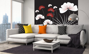 Fototapetes - Stilizēti ziedi uz melna fona 225x250 cm cena un informācija | Fototapetes | 220.lv