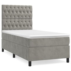 vidaXL Кровать с пружинами и матрасом, серый, 80х200см, бархат цена и информация | Кровати | 220.lv
