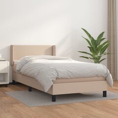vidaXL atsperu gulta ar matraci, kapučīno, 80x200 cm, mākslīgā āda cena un informācija | Gultas | 220.lv