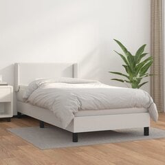 vidaXL atsperu gulta ar matraci, balta, 90x200 cm, mākslīgā āda cena un informācija | Gultas | 220.lv