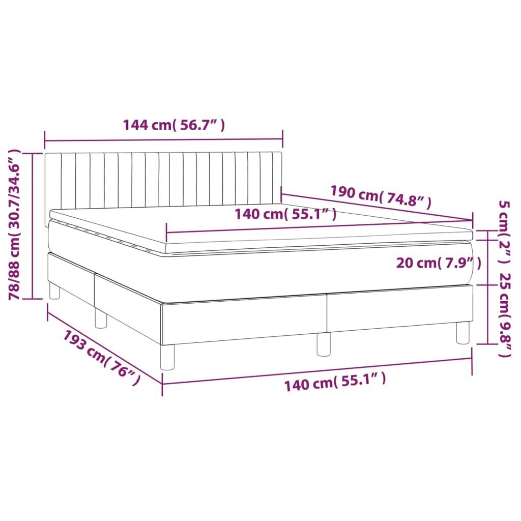 vidaXL atsperu gulta ar matraci, gaiši pelēka audums, 140x190 cm cena un informācija | Gultas | 220.lv