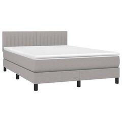 vidaXL atsperu gultas rāmis ar matraci, gaiši pelēka audums, 140x200cm цена и информация | Кровати | 220.lv
