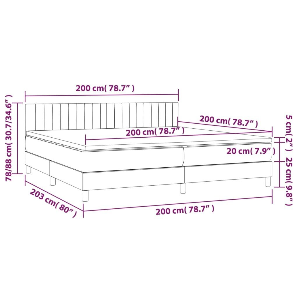 vidaXL atsperu gultas rāmis ar matraci, pelēkbrūns, 200x200 cm, audums cena un informācija | Gultas | 220.lv