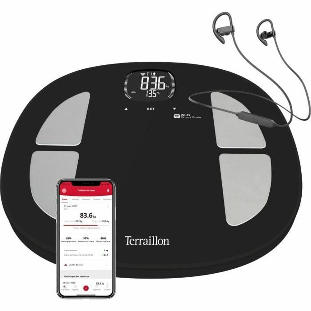 Digitālie Bluetooth svari Terraillon 14853, melni cena un informācija | Ķermeņa svari, bagāžas svari | 220.lv