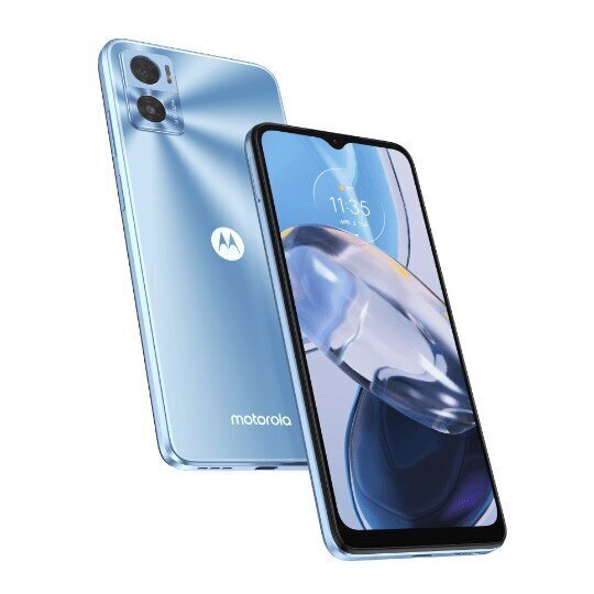 Motorola Moto E22, Dual SIM, 3/32GB, Crystal Blue cena un informācija | Mobilie telefoni | 220.lv