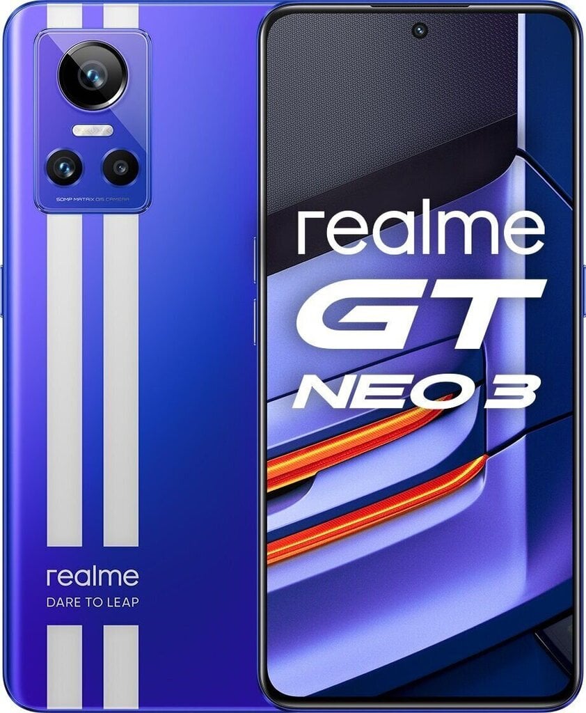 Realme GT Neo 3 5G 150W, Dual SIM, 12GB/256GB Blue cena un informācija | Mobilie telefoni | 220.lv