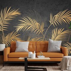 Sienas gleznojumi - modernas zelta palmu lapas цена и информация | Фотообои | 220.lv
