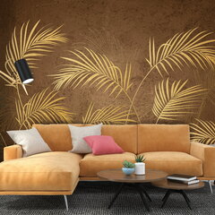 Sienas gleznojumi — modernas zelta palmas lapas 2 cena un informācija | Fototapetes | 220.lv