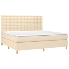 vidaXL atsperu gultas rāmis ar matraci, krēmkrāsas audums, 200x200 cm cena un informācija | Gultas | 220.lv