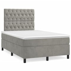 vidaXL atsperu gulta ar matraci, gaiši pelēks samts, 120x200 cm цена и информация | Кровати | 220.lv