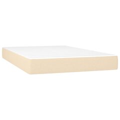 vidaXL atsperu gultas rāmis ar matraci, krēmkrāsas, 120x200 cm, audums cena un informācija | Gultas | 220.lv