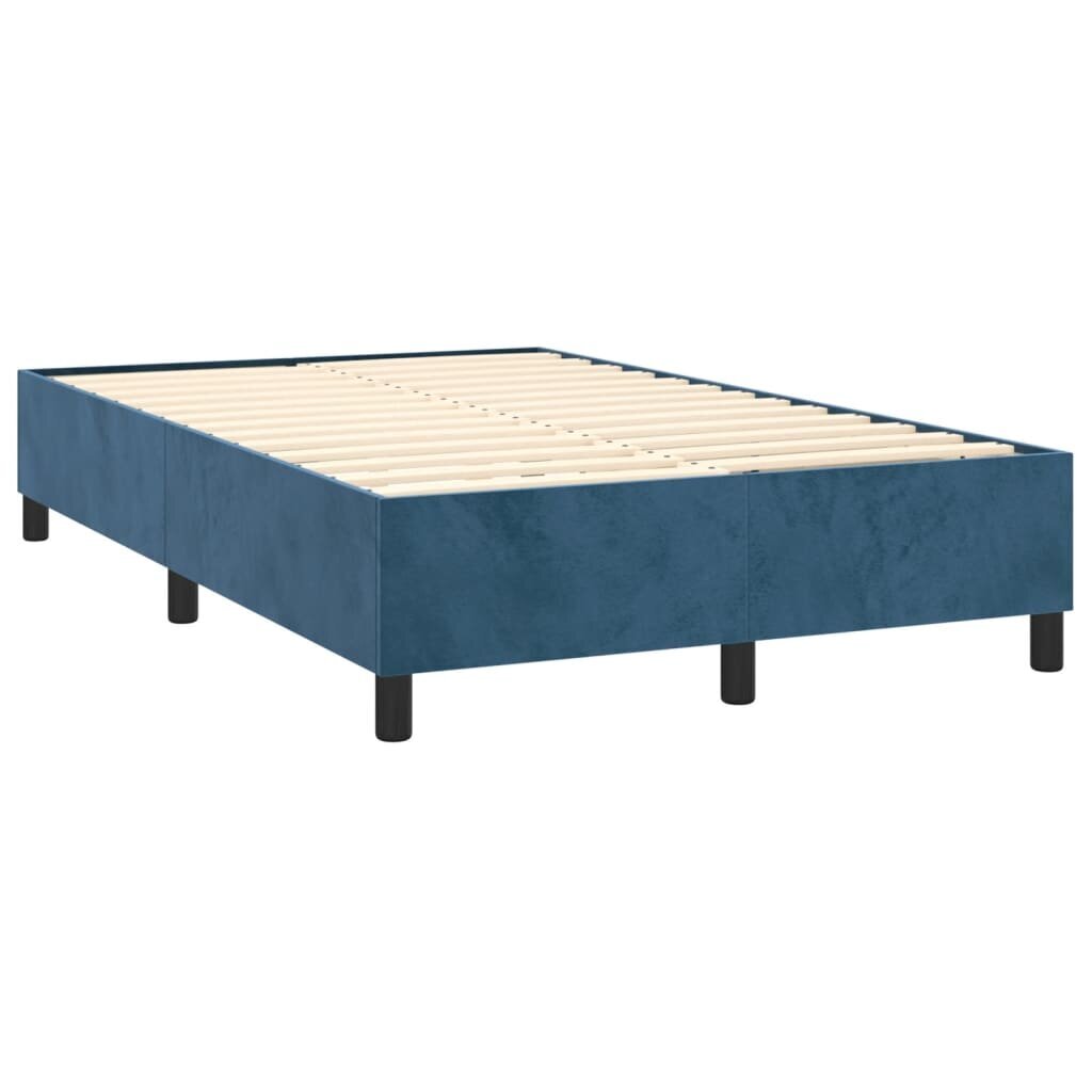 vidaXL atsperu gulta ar matraci, tumši zils samts, 120x200 cm цена и информация | Gultas | 220.lv