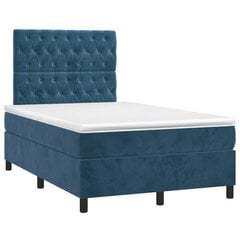 vidaXL atsperu gulta ar matraci, tumši zils samts, 120x200 cm цена и информация | Кровати | 220.lv