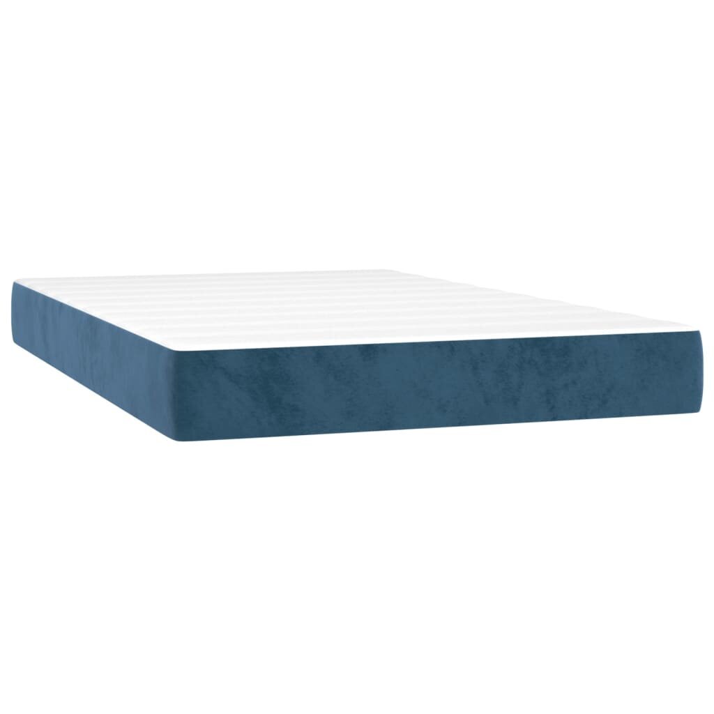 vidaXL atsperu gulta ar matraci, tumši zils samts, 120x200 cm цена и информация | Gultas | 220.lv