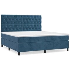 vidaXL atsperu gulta ar matraci, tumši zils samts, 160x200 cm цена и информация | Кровати | 220.lv