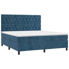 vidaXL atsperu gulta ar matraci, tumši zils samts, 160x200 cm cena un informācija | Gultas | 220.lv
