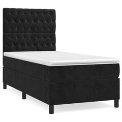 vidaXL atsperu gulta ar matraci, melna samts, 90x200 cm цена и информация | Кровати | 220.lv