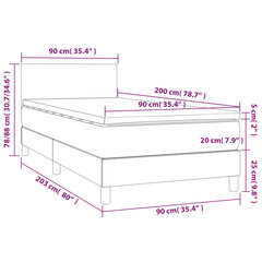 vidaXL atsperu gultas rāmis ar matraci, melna, 90x200 cm, audums цена и информация | Кровати | 220.lv