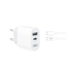 XO wall charger L97 1x USB 1x USB-C 2,4A white + USB-C - Lightning cable цена и информация | Зарядные устройства для телефонов | 220.lv