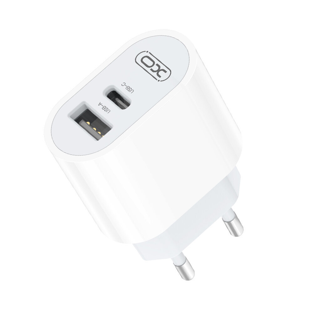 XO wall charger L97 1x USB 1x USB-C 2,4A white + USB-C - USB-C cable cena un informācija | Lādētāji un adapteri | 220.lv