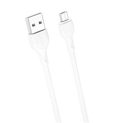 XO cable NB200 USB - microUSB 1,0m 2.1A white cena un informācija | Kabeļi un vadi | 220.lv