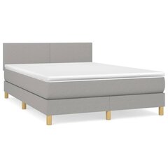 vidaXL atsperu gultas rāmis ar matraci, gaiši pelēka audums, 140x200cm cena un informācija | Gultas | 220.lv