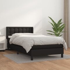 vidaXL atsperu gulta ar matraci, melna, 90x200 cm, mākslīgā āda cena un informācija | Gultas | 220.lv