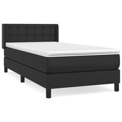 vidaXL atsperu gulta ar matraci, melna, 90x200 cm, mākslīgā āda cena un informācija | Gultas | 220.lv