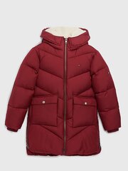 Bērnu virsjaka TOMMY HILFIGER Chevron Teddy Lined Puffer, sarkana cena un informācija | Virsjakas un mēteļi meitenēm | 220.lv