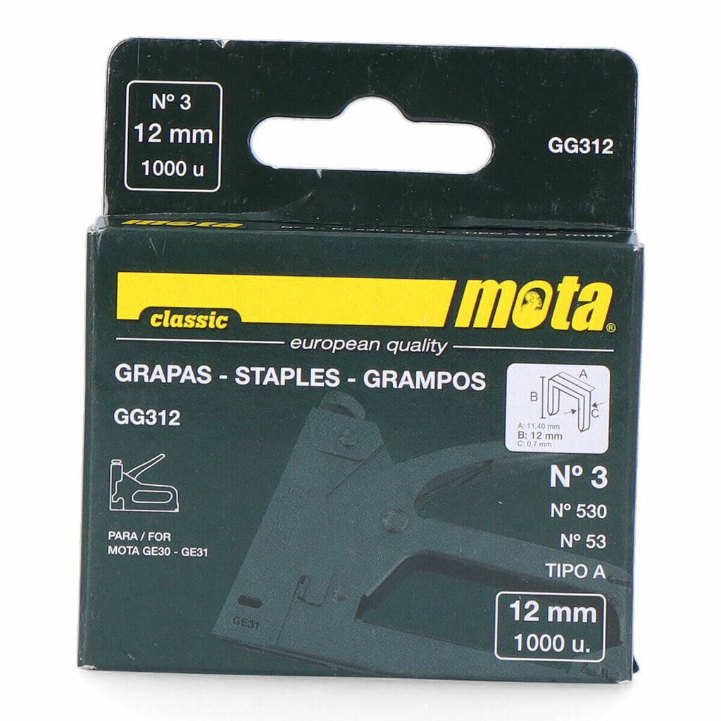 Skavas Mota gg312 1000 Unidades Nº 3 12 mm цена и информация | Rokas instrumenti | 220.lv