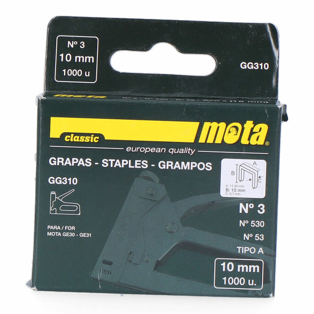 Skavas Mota gg310 1000 Unidades Nº 3 10 mm cena un informācija | Rokas instrumenti | 220.lv